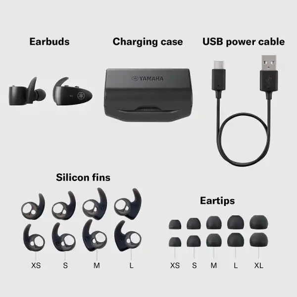 Yamaha TW-ES5A True Wireless Bluetooth Sports Earbuds (Black)