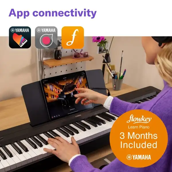 Yamaha P-145B 88-Key Weighted Action Portable Digital Piano with Power Supply, great for beginners (Adaptor Included)