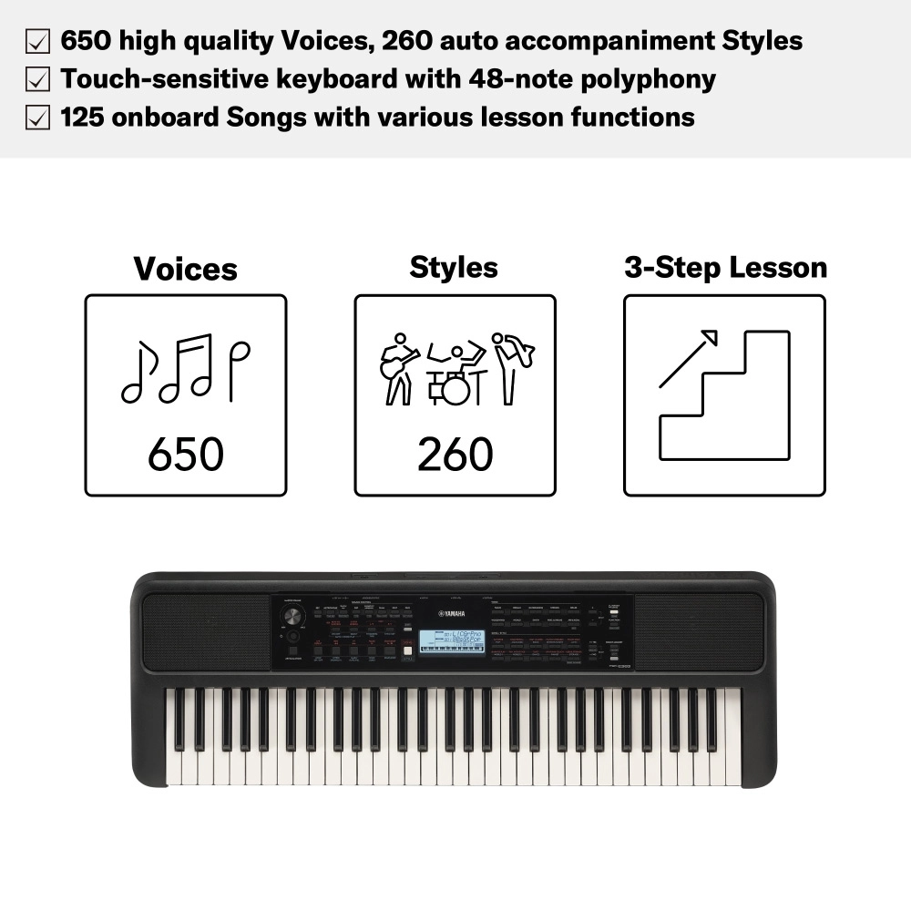 Yamaha PSR-E383 Portable Keyboard 61 Keys (Adaptor Included)