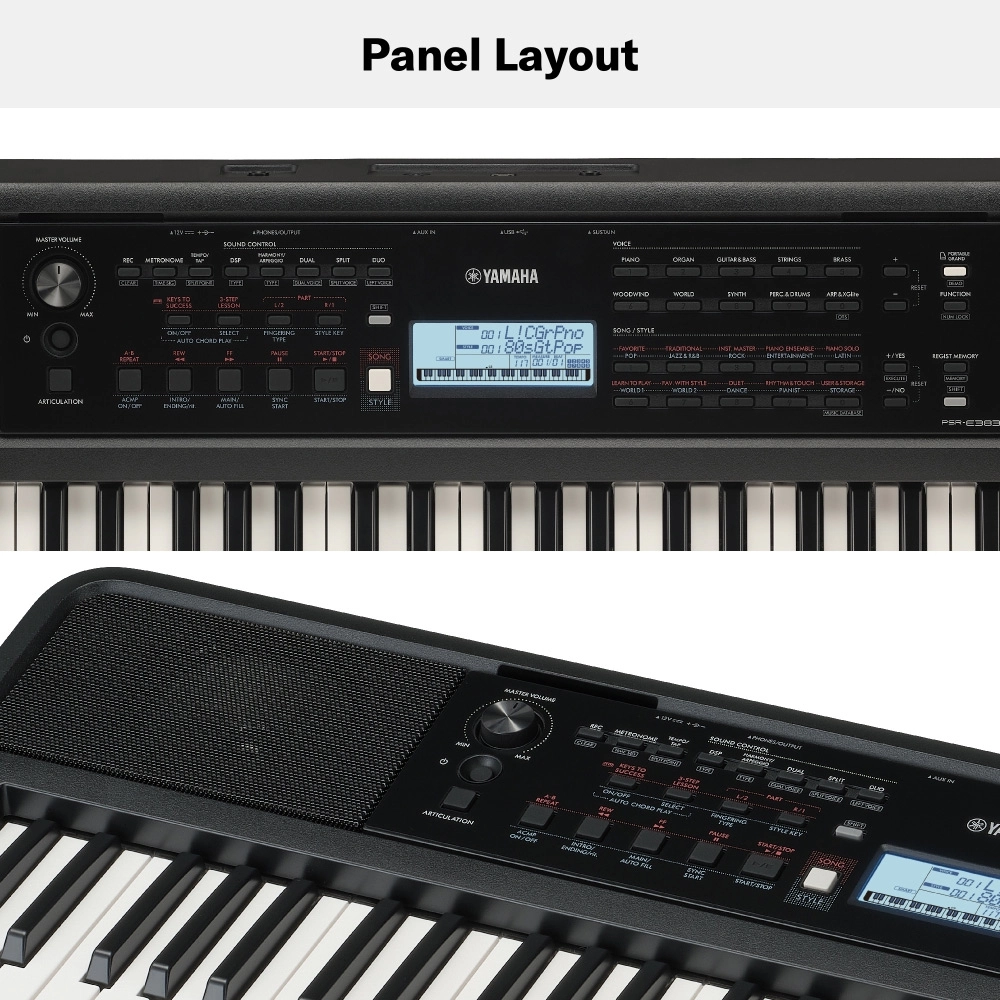 Yamaha PSR-E383 Portable Keyboard 61 Keys (Adaptor Included)