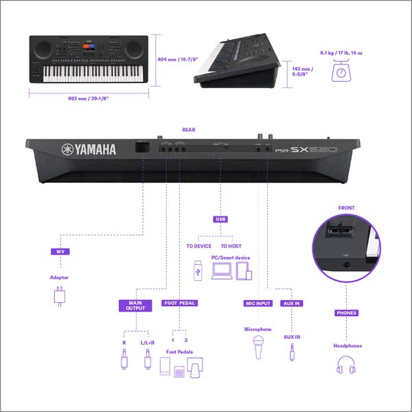 Yamaha PSR-SX620 Digital Workstation with 61 Keys