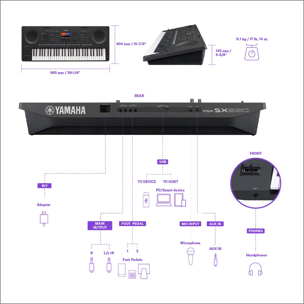 Yamaha PSR-SX620 Digital Workstation with 61 Keys