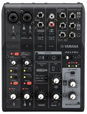 Yamaha AG06MK2 Live Streaming Mixer Black