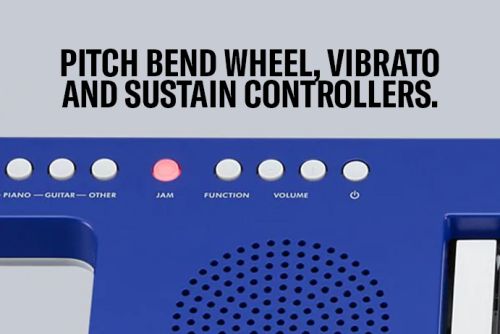 Pitch Bend wheel, vibrato and sustain controllers.
