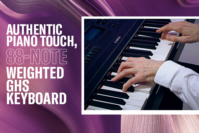 Authentic piano touch, 88-note weighted GHS keyboard