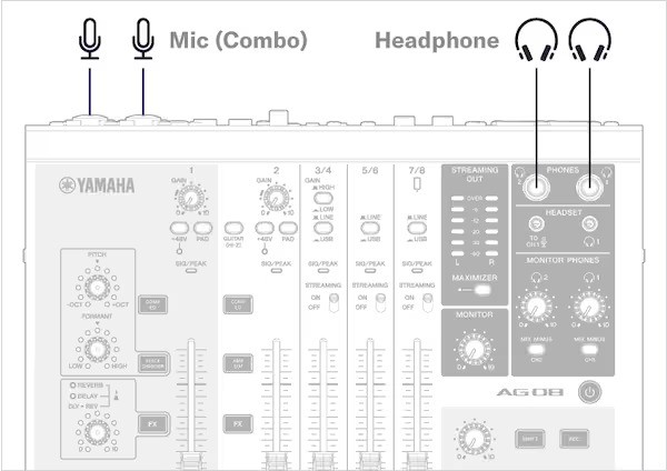 Two Condenser Mic IN with Two Headphone OUT