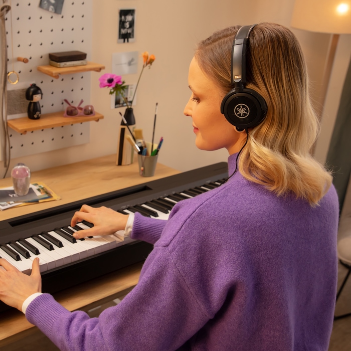 Practice with headphones̶ whenever you want, as much as you want. Comes with a built-in metronome