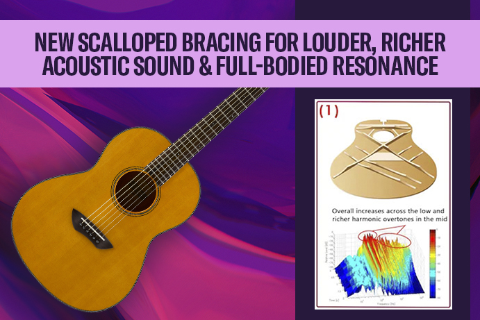 New scalloped bracing for louder, richer acoustic sound & full-bodied resonance